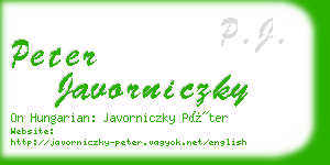 peter javorniczky business card
